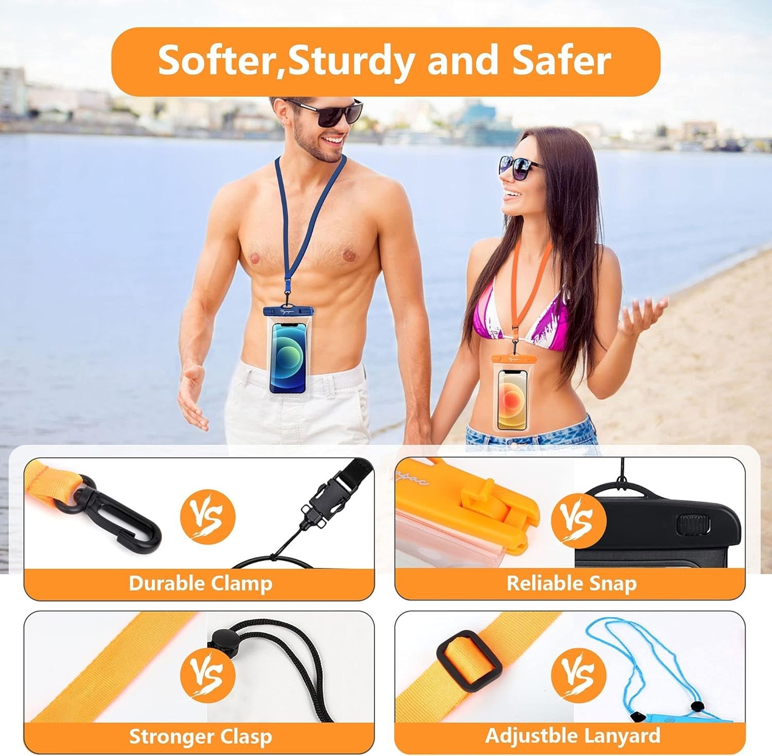 Waterproof Phone Pouch Bag - 7.5In Water Proof Cell Phone Case for Beach Travel