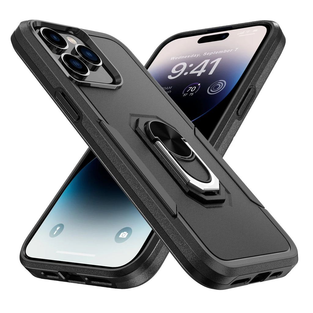 Phone Case with Ring Stand for Iphone 14 Pro Max/14 Pro/14 Plus/14 Shockproof Armor Cover, Black